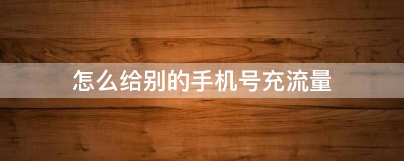 怎么给别的手机号充流量（如何给自己的手机充流量）