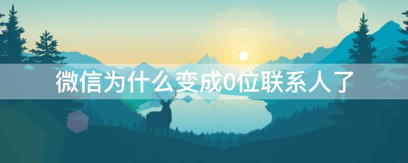 微信为什么变成0位联系人了（微信为什么变成0位联系人了呢）