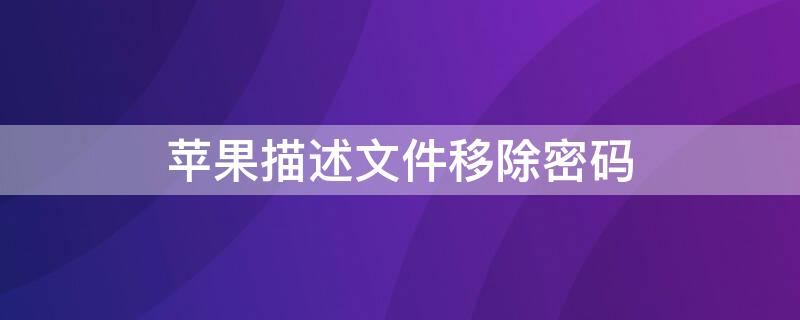 iPhone描述文件移除密码（iphone描述文件移除密码是什么）