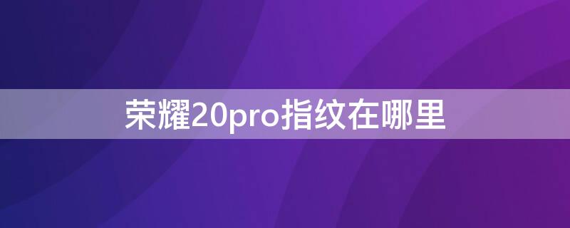 荣耀20pro指纹在哪里 荣耀20pro指纹在哪里设置