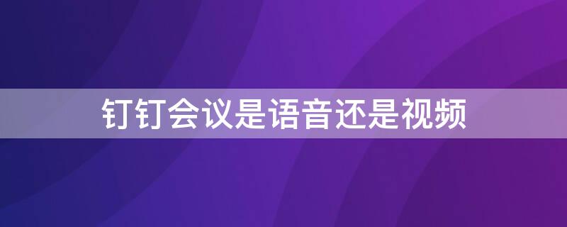 钉钉会议是语音还是视频 钉钉会议是语音还是视频呢
