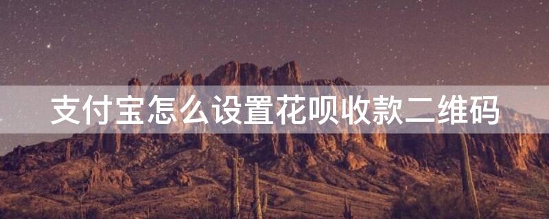 支付宝怎么设置花呗收款二维码（支付宝怎么设置花呗收款二维码功能）