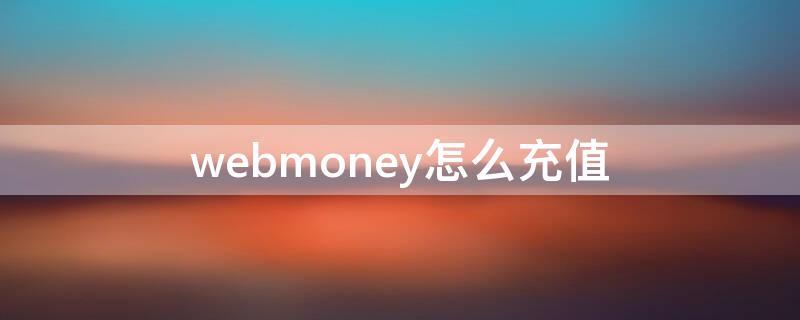webmoney怎么充值（webmoney支付流程）