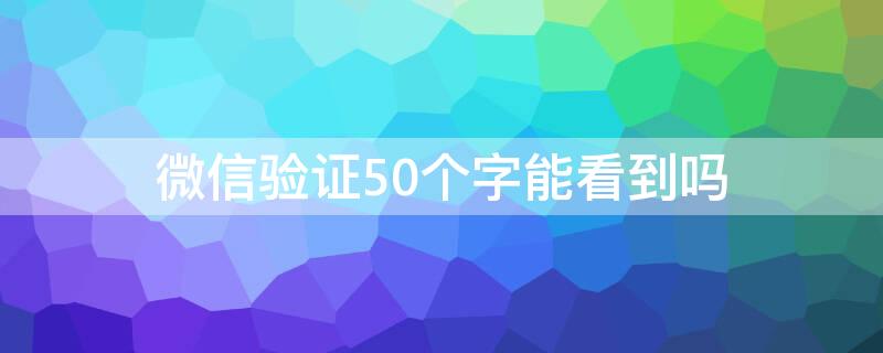 微信验证50个字能看到吗（微信验证50个字能看到吗怎么设置）