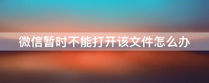 微信暂时不能打开该文件怎么办（微信暂时不能打开该文件怎么办呢）