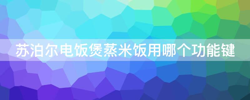 苏泊尔电饭煲蒸米饭用哪个功能键 苏泊尔电饭煲蒸米饭是哪个键