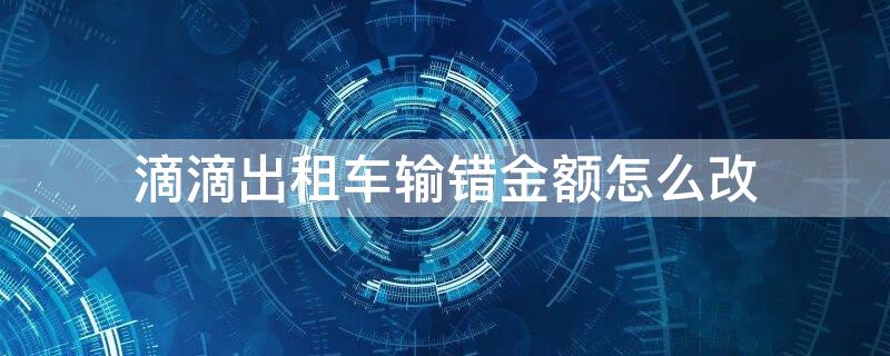 滴滴出租车输错金额怎么改（滴滴出租车输错金额怎么改）