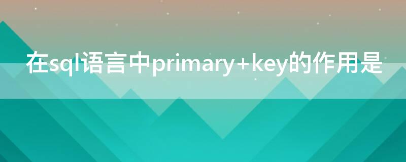 在sql语言中primary（在Sql语言中修改一个表）