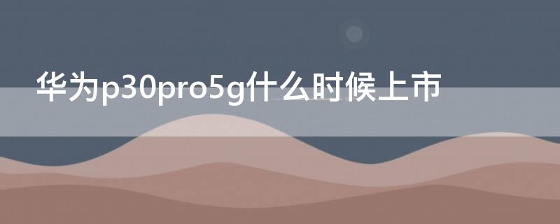 华为p30pro5g什么时候上市 华为p30pro5g什么时候上市的