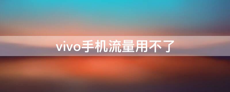 vivo手机流量用不了（vivo手机流量用不了是哪里出了问题）