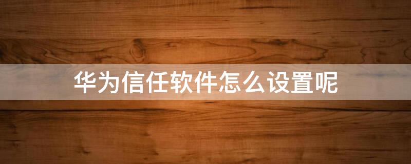 华为信任软件怎么设置呢（华为如何设置信任应用程序）