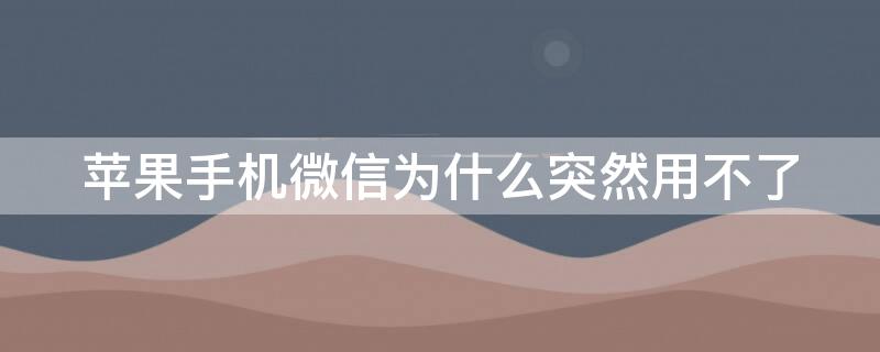 iPhone手机微信为什么突然用不了（iphone手机微信为什么突然用不了流量）