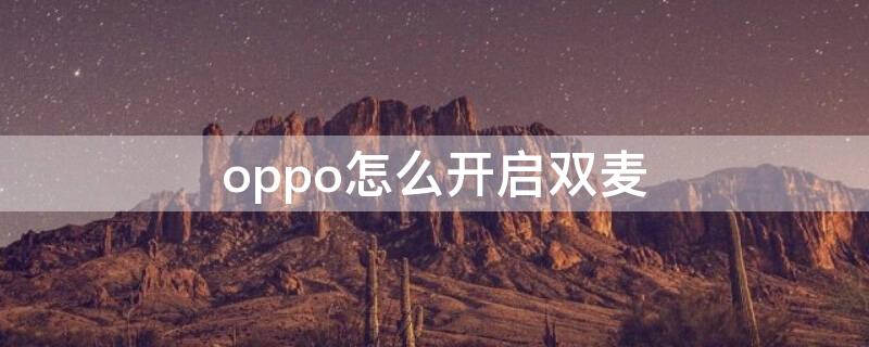 oppo怎么开启双麦 oppo手机怎么开双麦