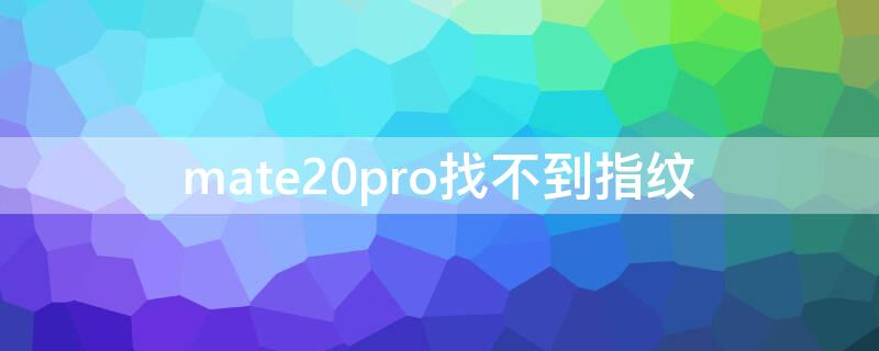 mate20pro找不到指纹（华为mate20pro指纹怎么没有）