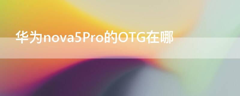 华为nova5Pro的OTG在哪（华为nova5Pro的OTG在哪里开启）