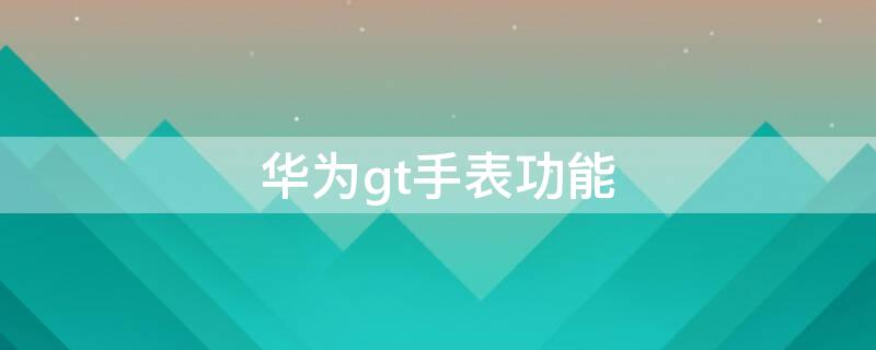 华为gt手表功能（华为gt手表功能大全）