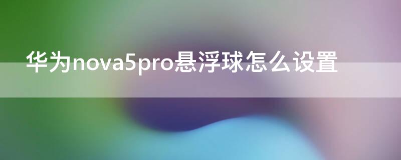 华为nova5pro悬浮球怎么设置 华为nova 5 pro有没有悬浮球