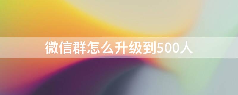 微信群怎么升级到500人（微信群怎么升级到500人了）