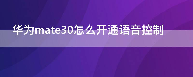 华为mate30怎么开通语音控制 华为mate30怎么开启语音控制