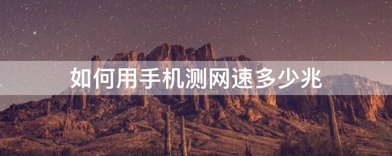 如何用手机测网速多少兆（手机怎么样测网速）