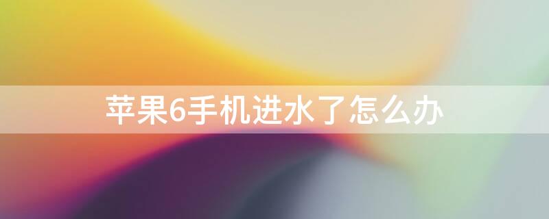 iPhone6手机进水了怎么办 手机进水了怎么办苹果6