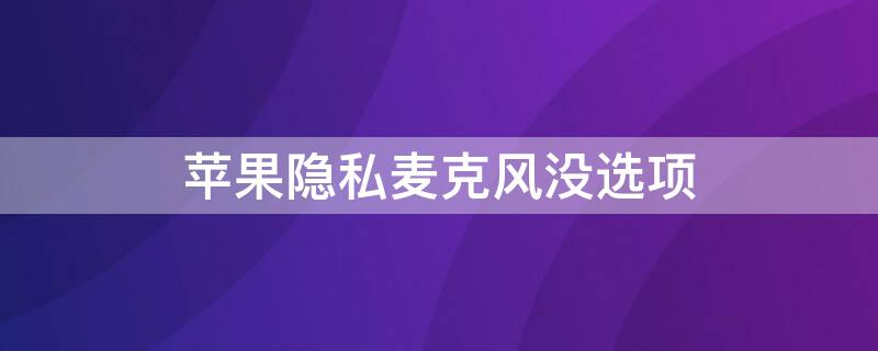 iPhone隐私麦克风没选项（苹果隐私麦克风没选项是怎么回事）
