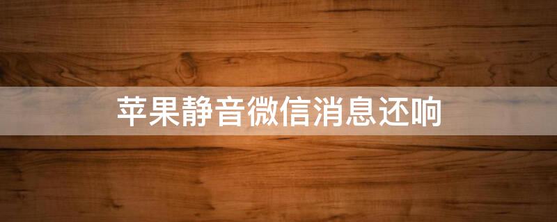 iPhone静音微信消息还响 苹果静音微信消息还响
