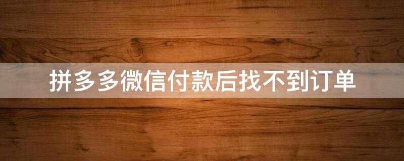 拼多多微信付款后找不到订单 微信支付拼多多里看不到订单