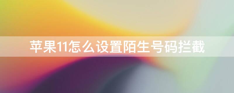 iPhone11怎么设置陌生号码拦截（苹果手机11如何设置陌生号码拦截）