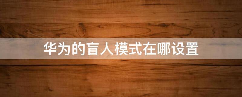 华为的盲人模式在哪设置（华为盲人模式怎么打开设置页面）