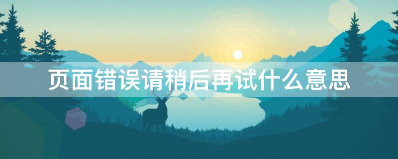 页面错误请稍后再试什么意思（页面出现错误是什么情况）