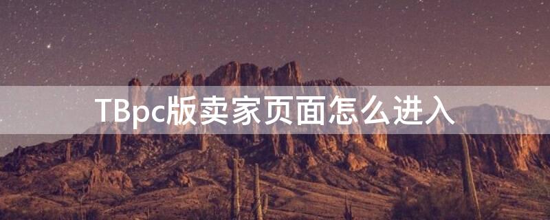 TBpc版卖家页面怎么进入（pc版卖家中心在哪里）