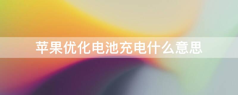 iPhone优化电池充电什么意思（iphone优化电池充电什么意思呀）