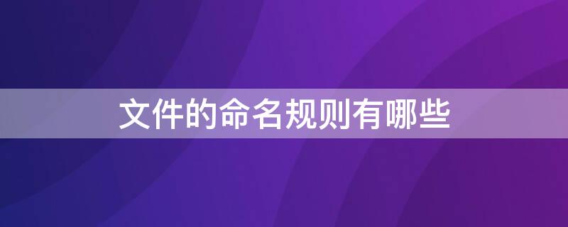 文件的命名规则有哪些 文件的命名规则是什么