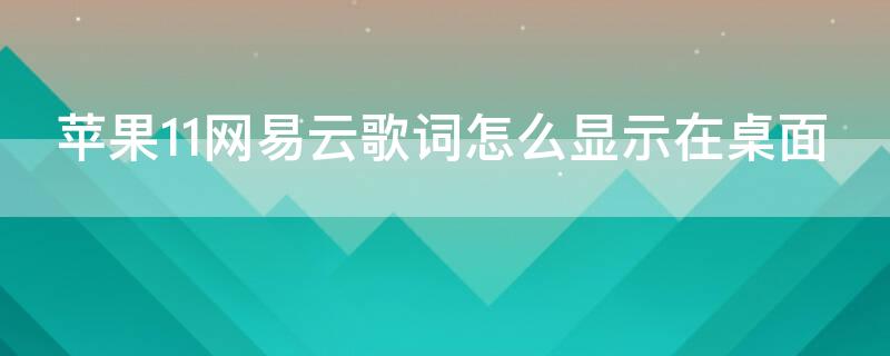 iPhone11网易云歌词怎么显示在桌面 苹果11网易云音乐歌词怎么显示在屏幕上