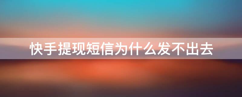 快手提现短信为什么发不出去 快手提现收不到短信验证码怎么回事