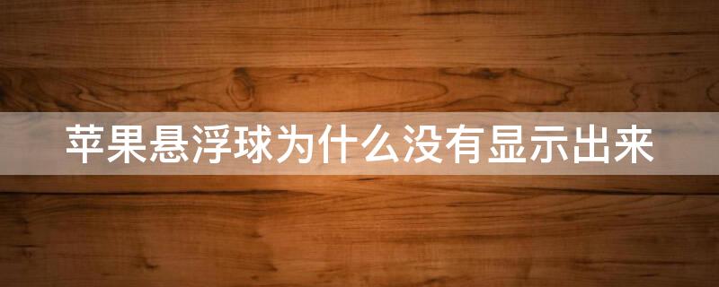 iPhone悬浮球为什么没有显示出来