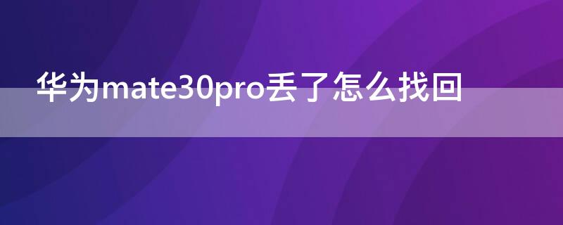 华为mate30pro丢了怎么找回（mate30e pro丢了）