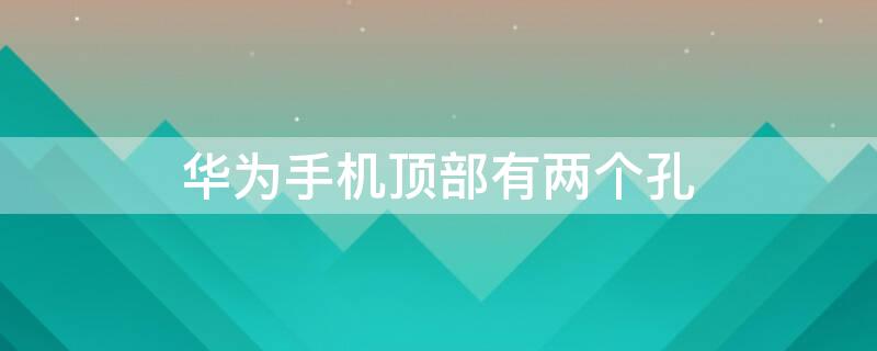 华为手机顶部有两个孔 华为手机顶部有两个孔怎么设置