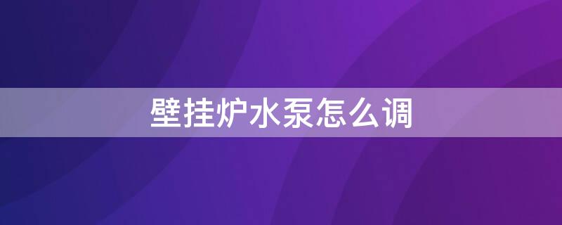 壁挂炉水泵怎么调 壁挂炉水泵怎么调节档位视频