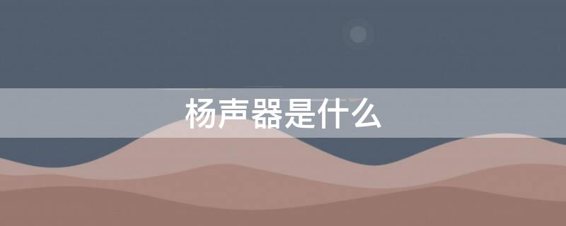 杨声器是什么 杨声器是什么原理