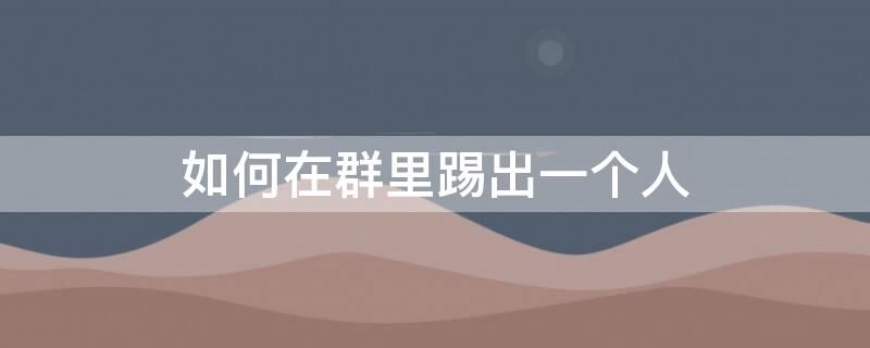 如何在群里踢出一个人（如何在群里踢出一个人微信）
