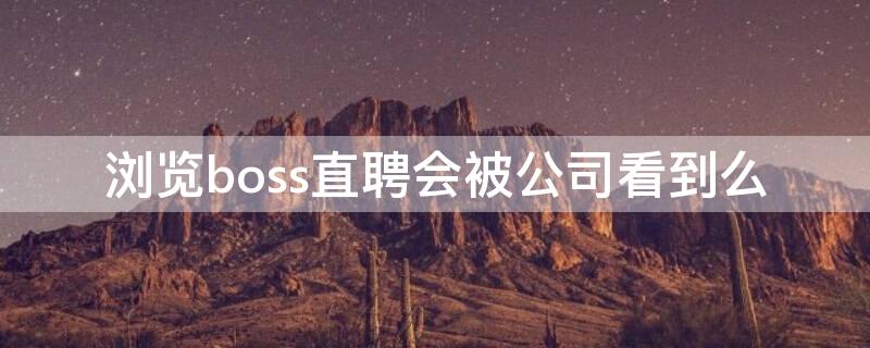 浏览boss直聘会被公司看到么（浏览boss直聘会被公司看到访问记录吗）