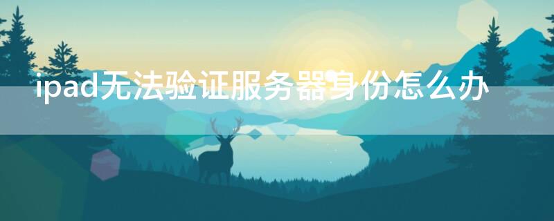 ipad无法验证服务器身份怎么办 ipad无法验证服务器身份是什么意思