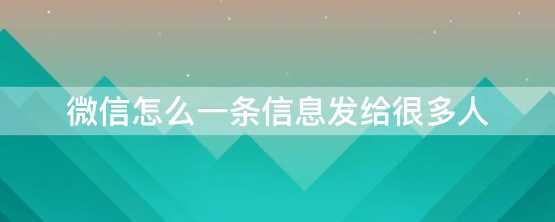 微信怎么一条信息发给很多人（微信怎么一条信息发给很多人看）