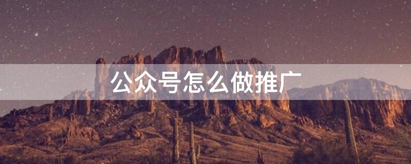 公众号怎么做推广（公众号怎么做推广推文）