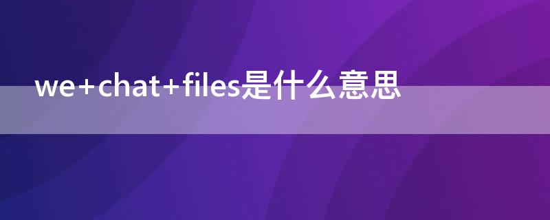 we chat files是什么意思