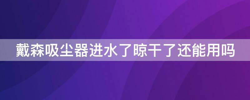 戴森吸尘器进水了晾干了还能用吗 戴森吸尘器进水了晾干了还能用吗