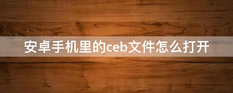 安卓手机里的ceb文件怎么打开（安卓手机如何打开ceb文件）