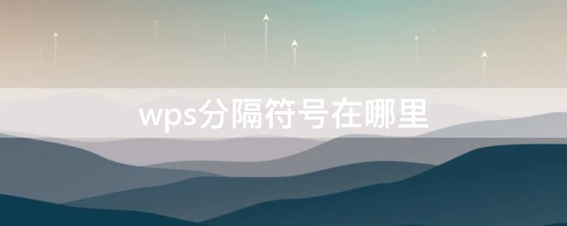 wps分隔符号在哪里（wps分隔符号在哪里打出来）